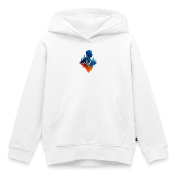 Portrait Musical Jazz et Fréquence Sonore - Sweat Premium à capuche enfant bio - blanc - Devant - AI Model Kid Female (0cm)