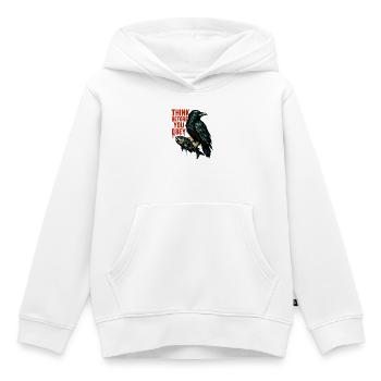 Think Before Obeying – Crow Art - Kids Premium Organic Hoodie - white - Front - AI Model Kid Female (0cm)