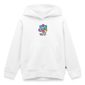Skate oder stirb, scherzhaft, ich bin 7. - Kinder Premium Organic Hoodie - Weiß - Vorne - AI Model Kid Female (0cm)