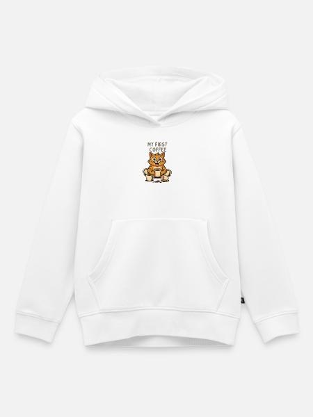 Meine Erste Kaffee Katze - Kinder Premium Organic Hoodie - Weiß