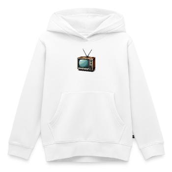 TV rétro avec antennes - Sweat Premium à capuche enfant bio - blanc - Devant - AI Model Kid Female (0cm)