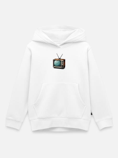 Retro Fernseher mit Antennen - Kinder Premium Organic Hoodie - Weiß