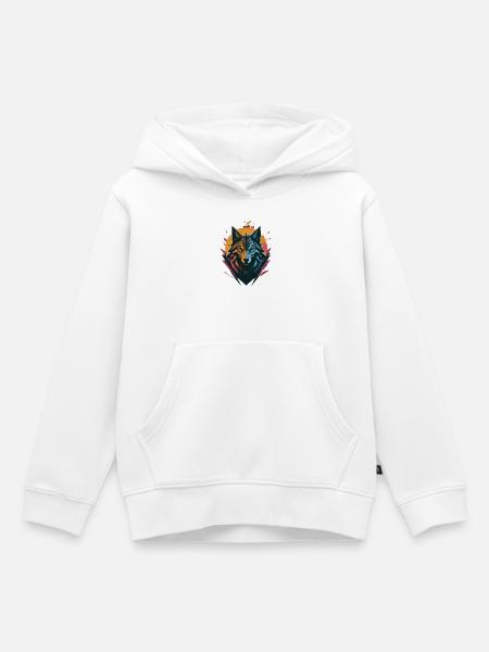 Wolf Doppelseitiger Sonnenmond - Kinder Premium Organic Hoodie - Weiß
