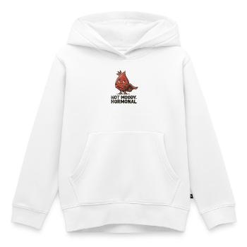 Pas d’hormones lunatiques – Déclaration drôle sur les règles - Sweat Premium à capuche enfant bio - blanc - Devant - AI Model Kid Female (0cm)