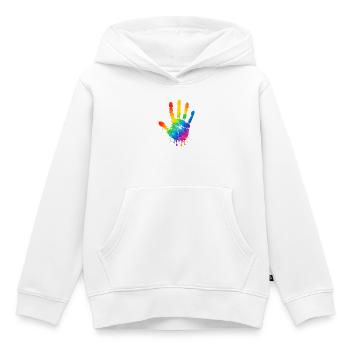 Colorful Handprint Watercolor Design - Kids Premium Organic Hoodie - white - Front - AI Model Kid Female (0cm)