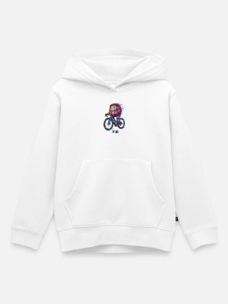 Daruma Radfahrer-Neonsprint - Kinder Premium Organic Hoodie - Weiß