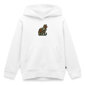 Floral cat silhouette in warmth - Kids Premium Organic Hoodie - white - Front - AI Model Kid Female (0cm)