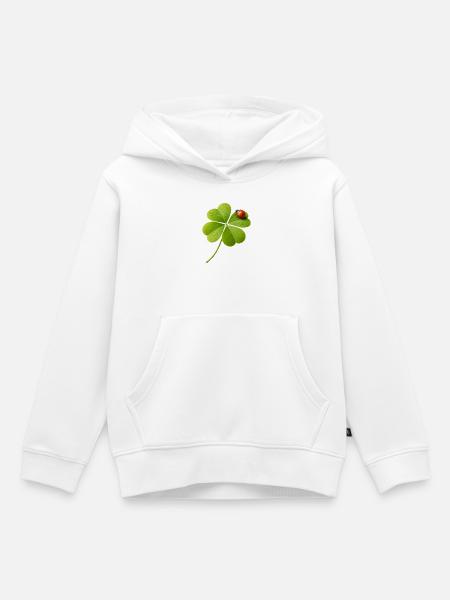 Vierblättriger Klee mit Marienkäfer - Kinder Premium Organic Hoodie - Weiß