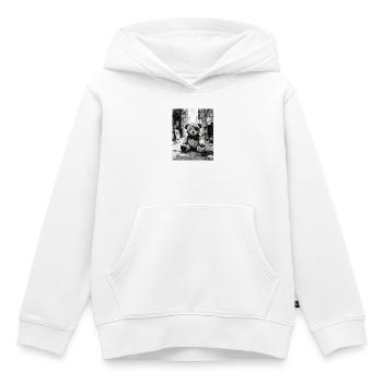 Ours en peluche avec cache-œil près de la route - Sweat Premium à capuche enfant bio - blanc - Devant - AI Model Kid Female (0cm)