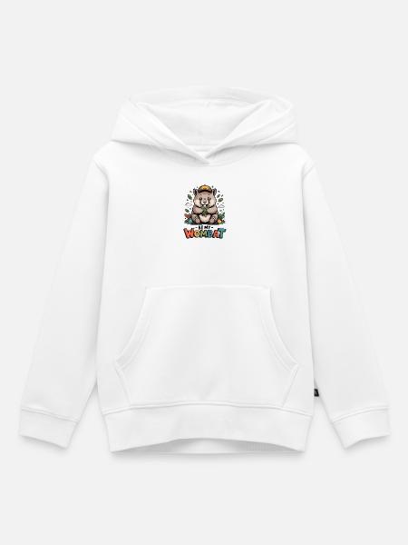 Buntes Wombat Cartoon mit Blättern - Kinder Premium Organic Hoodie - Weiß