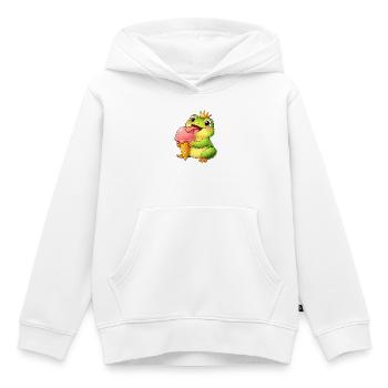 Mignon roi grenouille avec de la glace - Sweat Premium à capuche enfant bio - blanc - Devant - AI Model Kid Female (0cm)