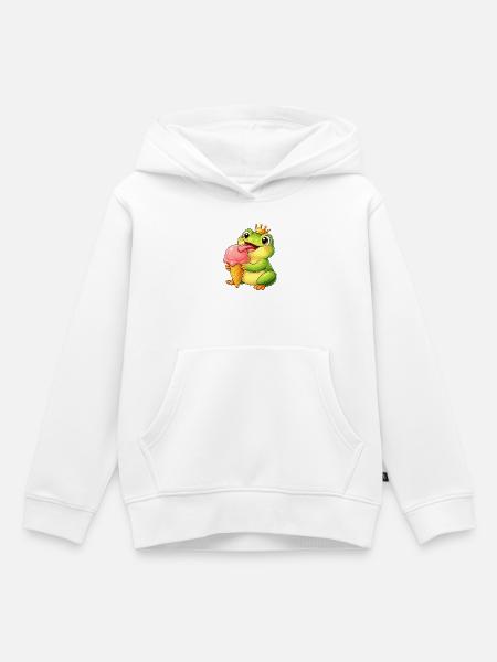Süßer Frosch König mit Eis - Kinder Premium Organic Hoodie - Weiß