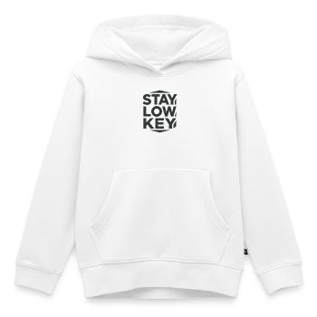 Restez discrets – Esthétique de vie calme - Sweat Premium à capuche enfant bio - blanc - Devant - AI Model Kid Female (0cm)