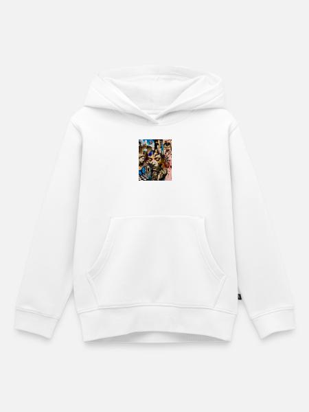 Surreales Collage-Porträt - Kinder Premium Organic Hoodie - Weiß