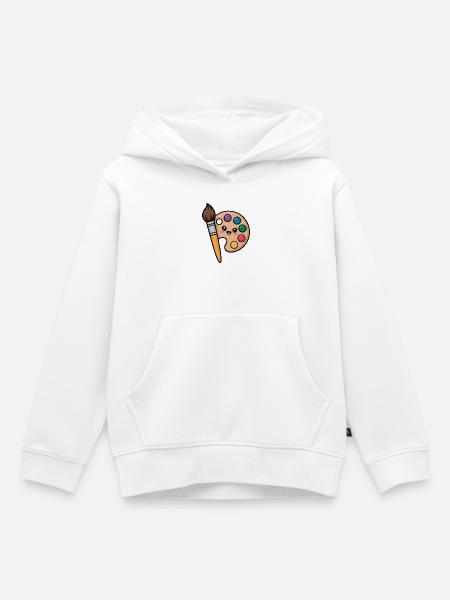 Maler Pinsel und Farb-Palette - Kinder Premium Organic Hoodie - Weiß