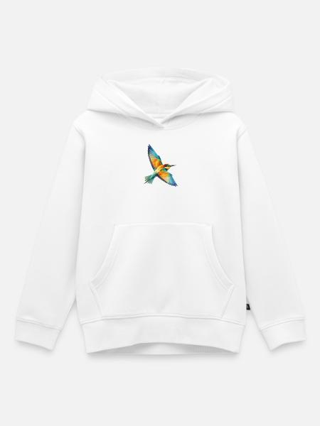 Bienenfresser Vogel Low Poly Polygon Art  - Kinder Premium Organic Hoodie - Weiß