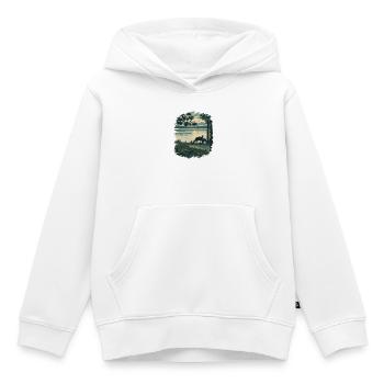 Dusk at Yellowstone Lake Wildlife Scene - Kids Premium Organic Hoodie - white - Front - AI Model Kid Female (0cm)