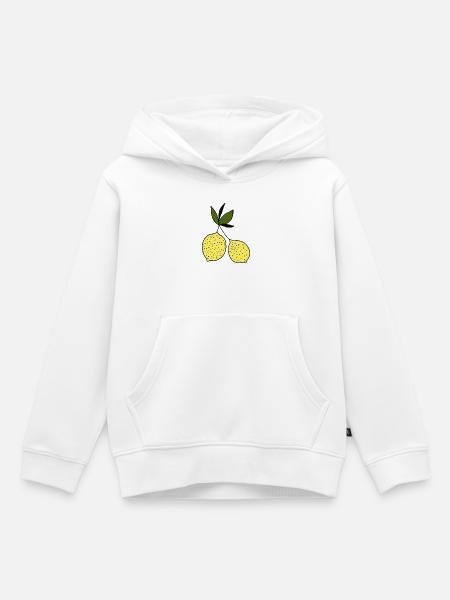 Handgezeichnetes Zitronen-Duo - Kinder Premium Organic Hoodie - Weiß