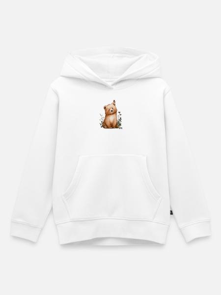 Bär mit Schmetterling - Kinder Premium Organic Hoodie - Weiß
