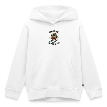 Vacances de ski avec des burgers en train de manger des comics - Sweat Premium à capuche enfant bio - blanc - Devant - AI Model Kid Female (0cm)