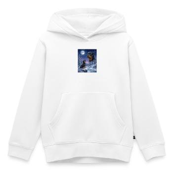 Hurlant au Rottweiler Chien Mème de la Lune - Sweat Premium à capuche enfant bio - blanc - Devant - AI Model Kid Female (0cm)