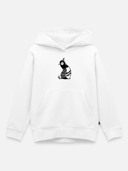 Linienvogel mit Partyhut - Kinder Premium Organic Hoodie - Weiß