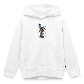 Martin-pêcheur éclatant sur cascade - Sweat Premium à capuche enfant bio - blanc - Devant - AI Model Kid Female (0cm)