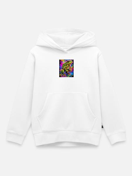 Frosch - Kinder Premium Organic Hoodie - Weiß