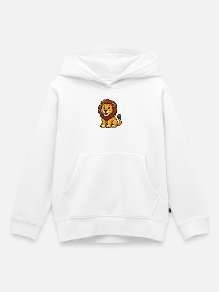 Pixel Löwenjunge Design - Kinder Premium Organic Hoodie - Weiß