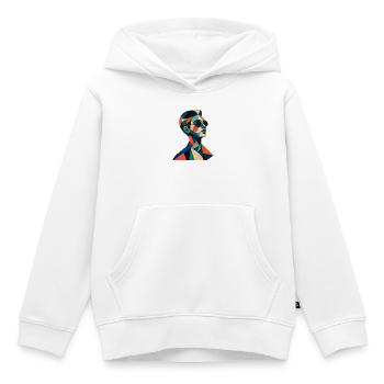 Retro Porträt – Geometrische Farben - Kinder Premium Organic Hoodie - Weiß - Vorne - AI Model Kid Female (0cm)