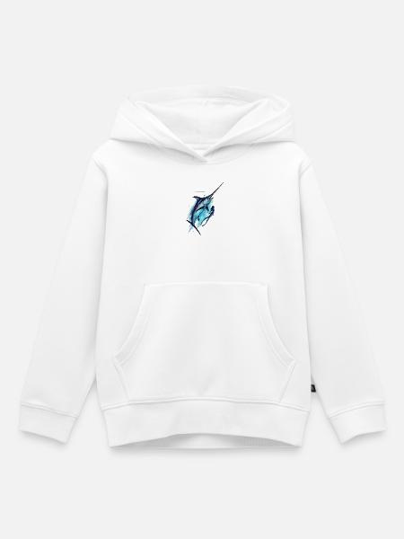 Electric Blue Marlin Illustration - Kinder Premium Organic Hoodie - Weiß