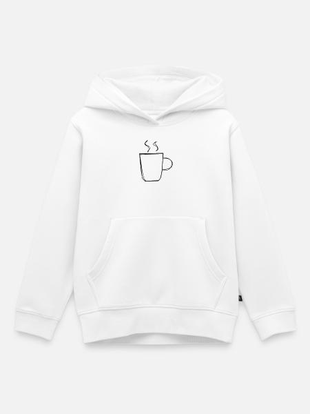Kaffeepause handgezeichnet - Kinder Premium Organic Hoodie - Weiß