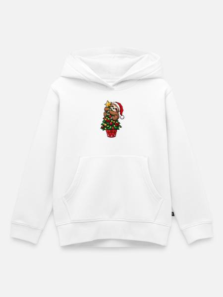 Weihnachten Faultier Tannenbaum Geschenkidee - Kinder Premium Organic Hoodie - Weiß