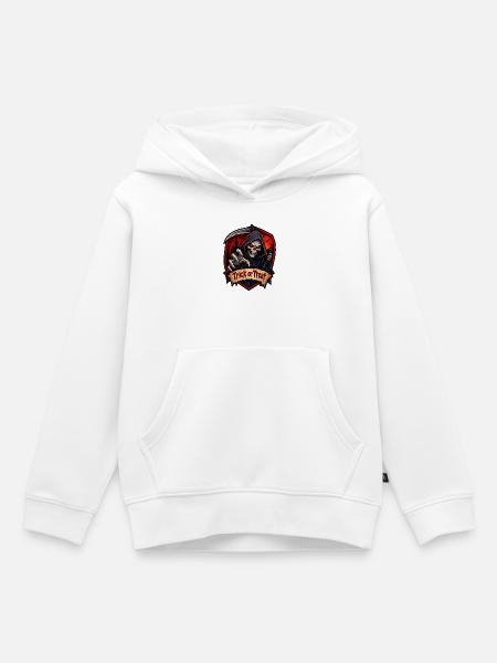 Sensenmann Halloween Schild - Kinder Premium Organic Hoodie - Weiß