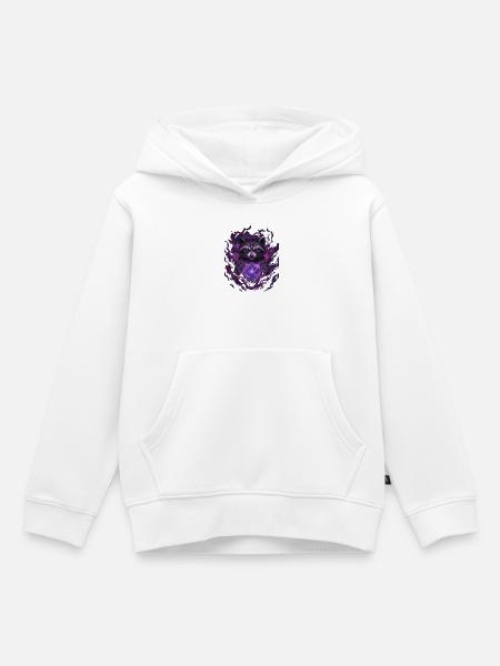 Waschbär mit violetter Aura - Kinder Premium Organic Hoodie - Weiß