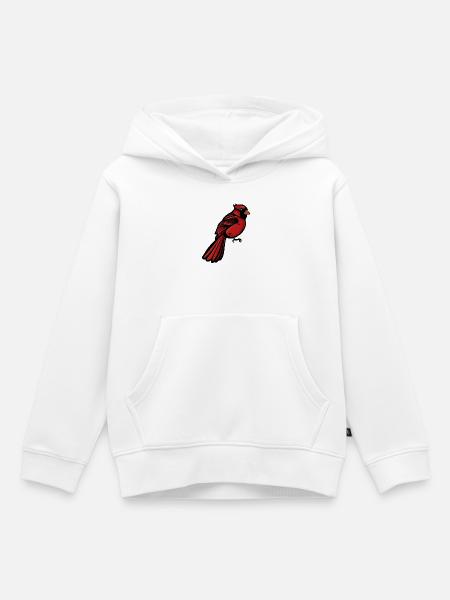 Crimson Cardinal auf Schwarz - Kinder Premium Organic Hoodie - Weiß