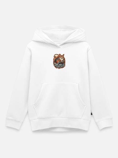 Maine Coon Cat Big Fluffy Yarn - Kinder Premium Organic Hoodie - Weiß
