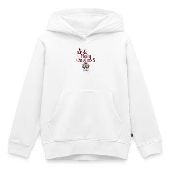 Merry Christmas 2026 mit Geweih und Mistelzweig - Kinder Premium Organic Hoodie - Weiß - Vorne - AI Model Kid Female (0cm)