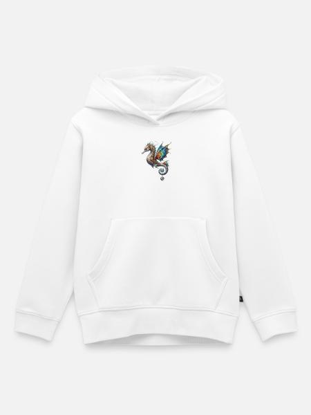 Steampunk-Seepferdchen-Buntglasfenster - Kinder Premium Organic Hoodie - Weiß