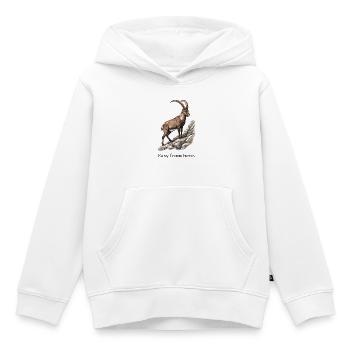 Steinbock Ab hier gemütlich - Kinder Premium Organic Hoodie - Weiß - Vorne - AI Model Kid Female (0cm)