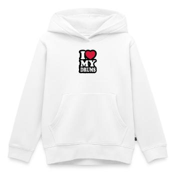 I love my drums - J'aime mes tambours - Sweat Premium à capuche enfant bio - blanc - Devant - AI Model Kid Female (0cm)