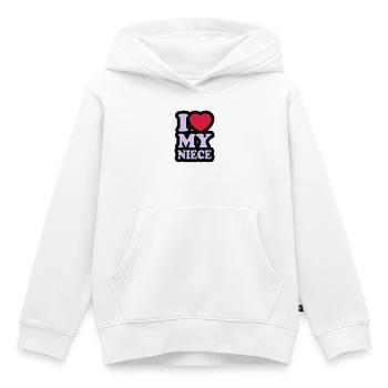 I love my niece - J'aime ma nièce - Sweat Premium à capuche enfant bio - blanc - Devant - AI Model Kid Female (0cm)