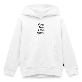 James dîne, l'idole déjeune - Sweat Premium à capuche enfant bio - blanc - Devant - AI Model Kid Female (0cm)