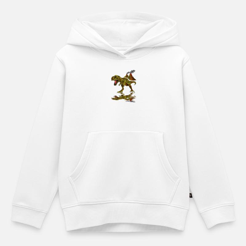 Dinosaurier Vulkan - Kinder Premium Organic Hoodie - Weiß