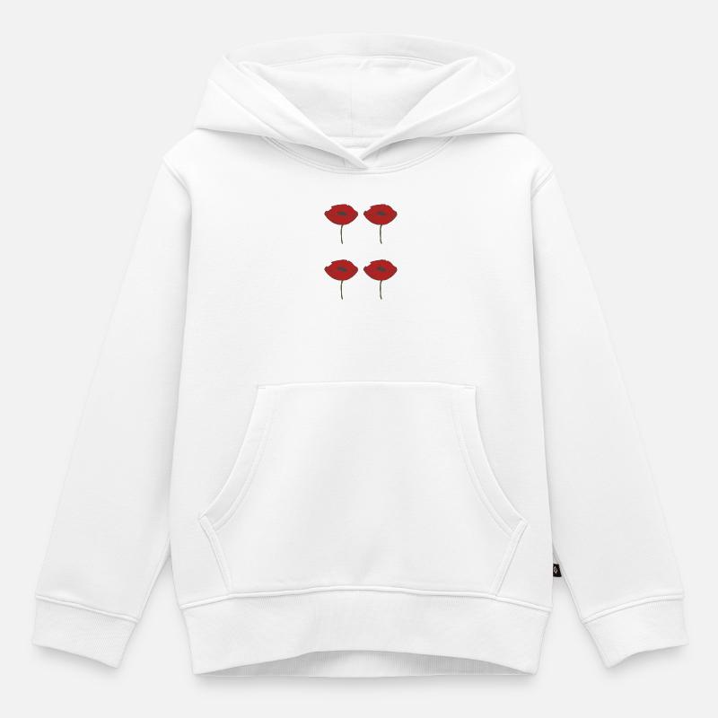 coquelicot - Sweat Premium à capuche enfant bio - blanc