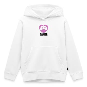 Joueur - Sweat Premium à capuche enfant bio - blanc - Devant - AI Model Kid Female (0cm)