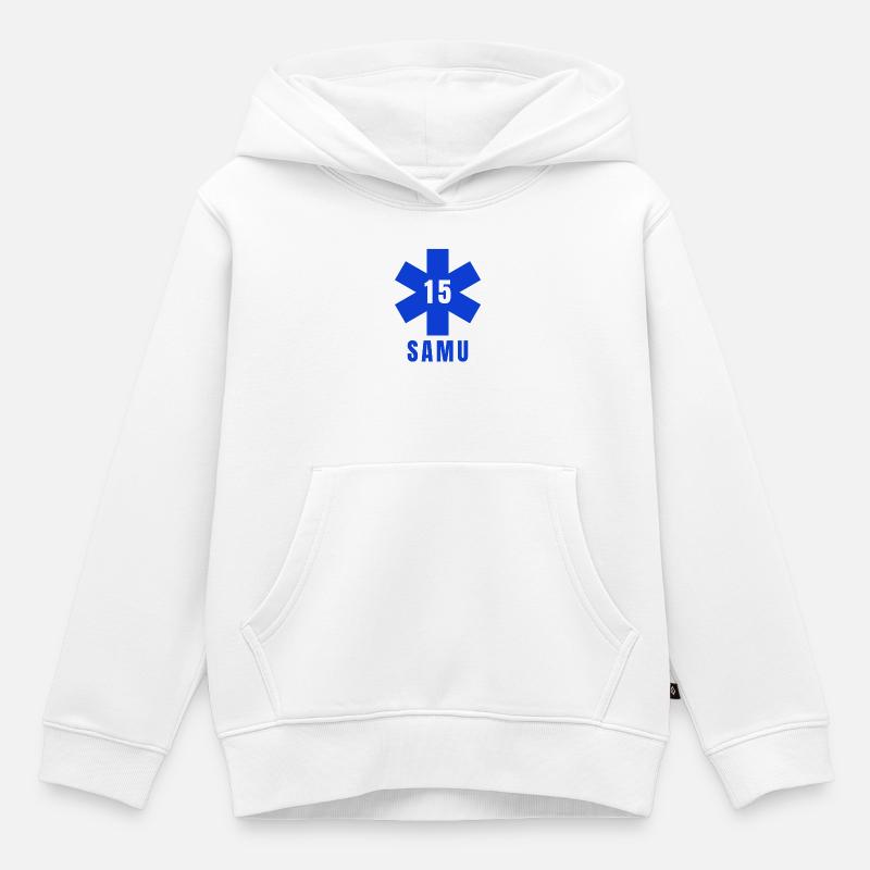SAMU, urgences, ambulance - Sweat Premium à capuche enfant bio - blanc