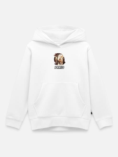 Paris - Sweat Premium à capuche enfant bio - blanc