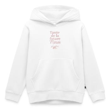 Tante future Mariée. EVJF Team future mariée  - Sweat Premium à capuche enfant bio - blanc - Devant - AI Model Kid Female (0cm)