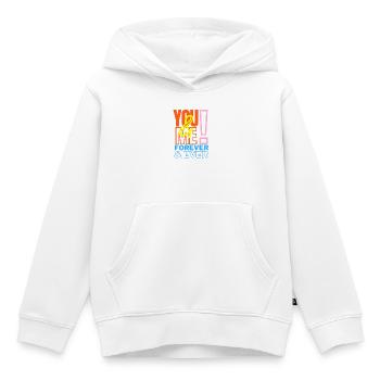 Déclaration d’amour You & Me Forever - Sweat Premium à capuche enfant bio - blanc - Devant - AI Model Kid Female (0cm)